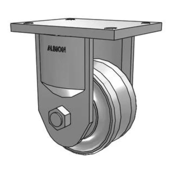 Ultimate Kingpinless 6" x 3" Forged Steel V-Groove Wheel Rigid Caster - 10,000 lb Capacity Albion-Casters