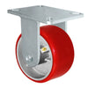 6" x 3" Heavy Duty Rigid Caster - Red Polyurethane on Steel Wheel - 2,000 lbs Capacity Per Caster CasterHQ