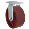 8" x 2.5" Ductile-Steel Rigid Caster Wheel – (8x3 Rigid Fork), 1" Roller Bearing, 4.5" x 6.25" Top Plate - Part #60CR825