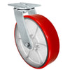 12" x 3" Heavy Duty Swivel Caster - Red Polyurethane on Steel Wheel - 2,500 lbs Capacity Per Caster CasterHQ