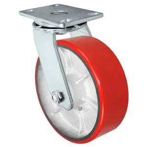 8" x 3" Red Polyurethane Swivel Caster – 2,500 lb