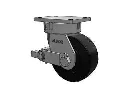 Albion Casters Kingpinless 8" x 3" Trionix Nylon Caster with Poly-Cam Brake | Heavy-Duty 7.5" x 6.25" Plate - 610NX08528SP Albion-Casters