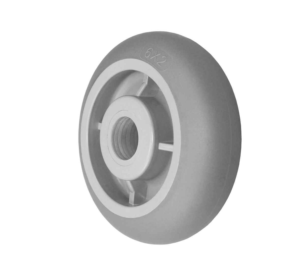Durastar 6" x 1-1/4" Thermoplastic Rubber Donut Wheel, 325 lbs Capacity and 3/8" Precision Small Thread Guard -  | CasterHQ