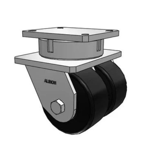 Dual-Wheel 6"x3" Kingpinless Trionix Nylon Swivel Caster | 7200 lb Capacity | 7.5"x6.25" Plate | 615NX06528S Albion-Casters