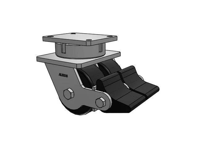 Albion 6x3 Dual-Wheel Kingpinless Nylon Caster with Wheel Lock - Heavy-Duty Trionix Caster for Industrial Use Albion-Casters