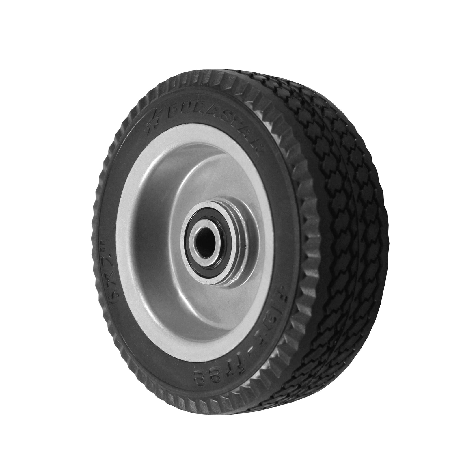 Durastar 6" x 2" Flat-Free Offset Hub Wheel, 250 lbs Capacity and 1/2" Flanged Ball Bearing Durastar