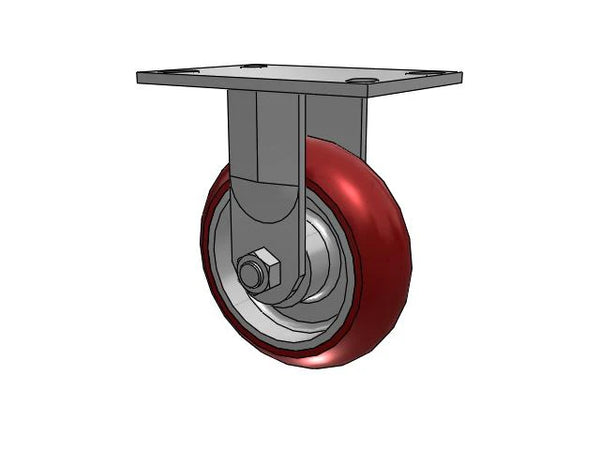 Albion Casters 6" x 2" MAX-Efficiency Maroon Rigid Caster with 3/4" King-Bolt and 6.25" x 4.5" Plate - Heavy-Duty Industrial Performance - Model 62AX06228R Albion-Casters