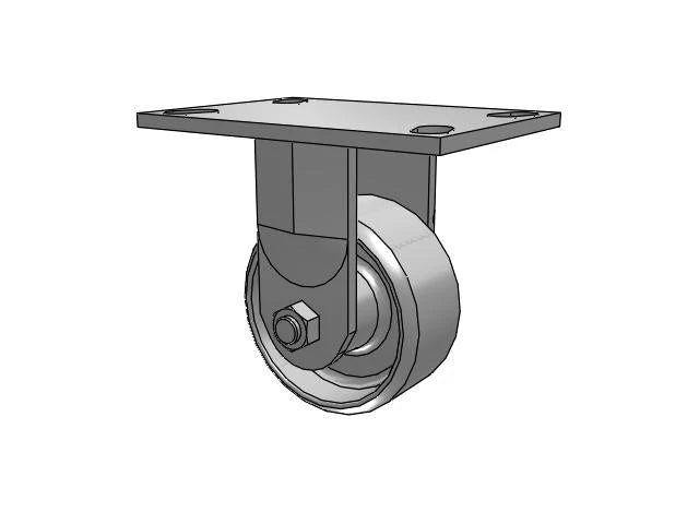 Albion Casters 3/4" King-Bolt Rigid Caster - 4" x 2" Cast Iron Wheel with 6.25" x 4.5" Plate - Heavy-Duty Performance for Industrial Use Albion-Casters