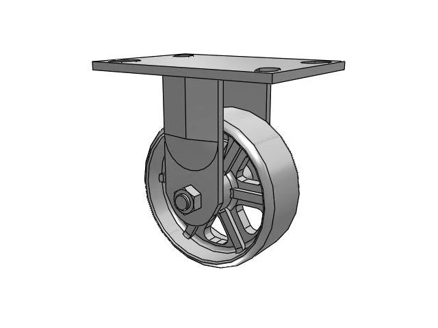 Albion Casters 3/4" King-Bolt Rigid Caster - 5" x 2" Cast Iron Wheel with 6.25" x 4.5" Plate | Heavy-Duty Performance for Industrial Applications | Model 62CA05201R Albion-Casters