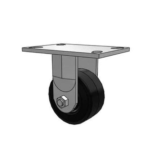 Albion 62MR04201R 4" x 2" Rubber on Iron Swivel Caster – 6.25" x 4.5" Plate