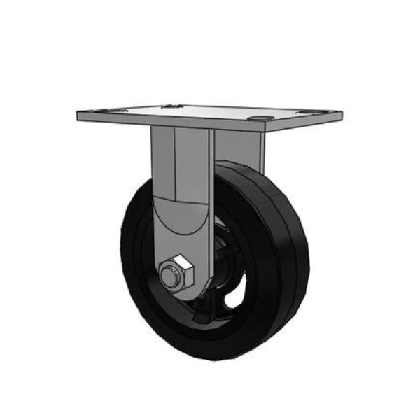 Albion Casters 6" x 2" Industrial Line - Rigid Caster with Rubber on Iron Wheel - 500 lb Capacity, 3/4" King Bolt Mount, 6.25" x 4.5" Plate - Model 62MR06201R Albion-Casters