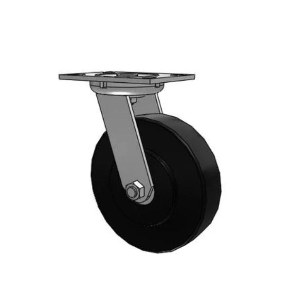 8" x 2" Industrial Line 3/4" King Bolt Trionix Nylon Wheel Caster with 6.25" x 4.5" Plate - Heavy-Duty, Durable, High-Performance Albion-Casters