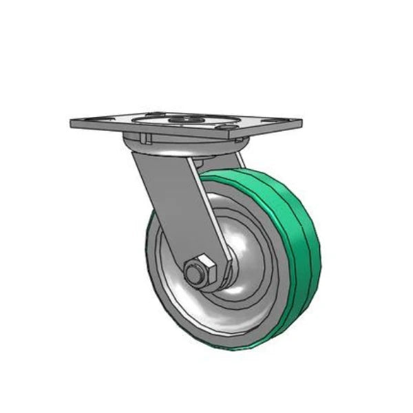 Albion Casters 6" x 2" Industrial Line Polyurethane-on-Aluminum Caster with 3/4" King-Bolt and 6.25" x 4.5" Plate - High-Performance Heavy-Duty Caster for Industrial Use - Model 62PD06201S Albion-Casters