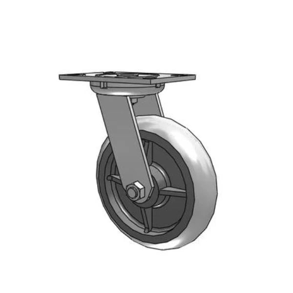 Albion Casters 8" x 2" Industrial Line Caster with 3/4" King Bolt - Performance XR Rubber Roller Bearing, 6.25" x 4.5" Plate, 600 lb Capacity - Model 62XR08201S Albion-Casters