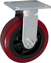 6" X 2" Heavy Duty Caster Set of 4 - 2 Swivel Casters and 2 Rigid Casters - 2880 lbs Per set of 4 - (4 pack) - Dark red Polyurethane on Black Polyolefin Core CasterHQ