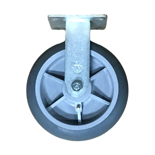 Corps Design 6" Gray Thermoplastic Replacement Caster, Fixed Mount - Non-Marring TPR Wheel, Ideal for Indoor Carts & Gym Floors - 6CASTF-TPR Corps Design Logo - We Move Music