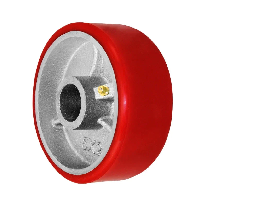 6" x 2" Red Polyurethane on Silver Cast Iron Core - 1,200 lbs Capacity CasterHQ