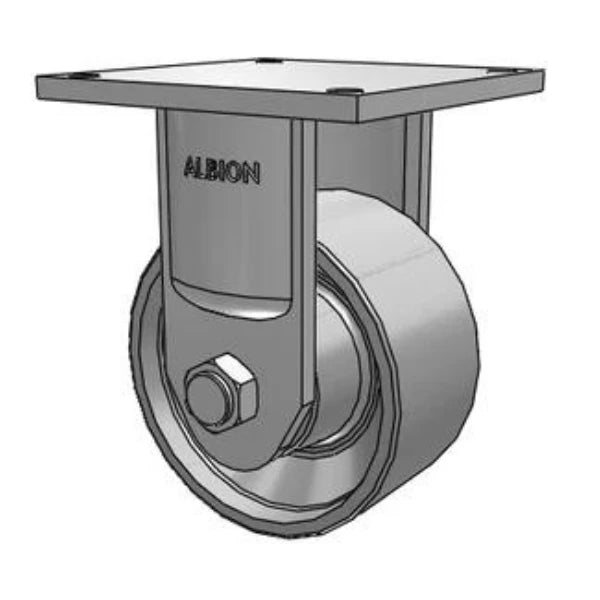 Ultimate Kingpinless 8x4 Large Bore Forged Steel Wheel Rigid Caster with 8.5x8.5 Plate, 20,000 lb Load Capacity Albion-Casters