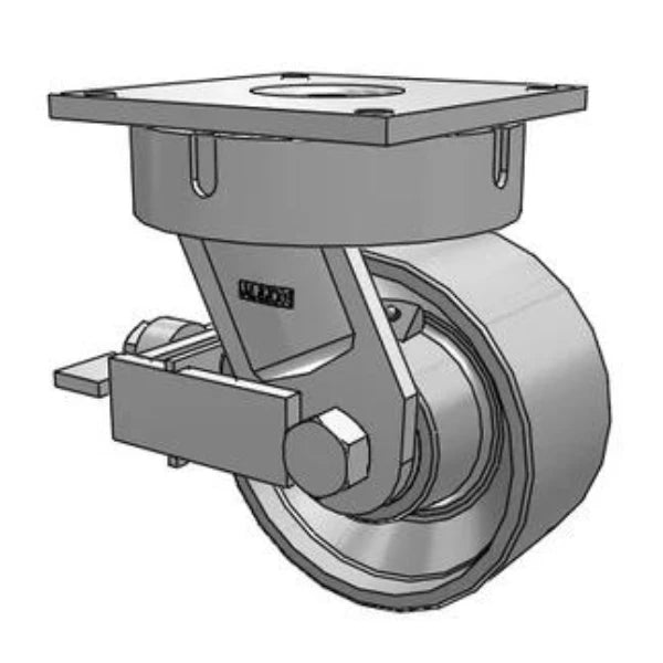 Ultimate Kingpinless 8"x4" Forged Steel Caster with Face Brake, 20,000 lb Load Capacity, 8.5"x8.5" Plate Albion-Casters