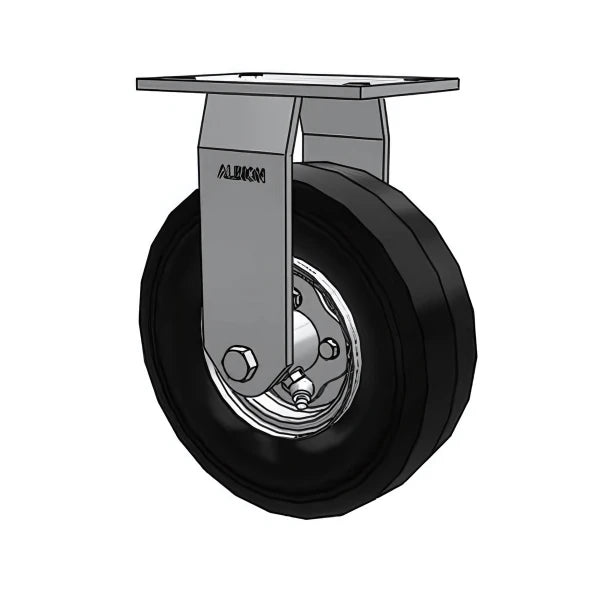 HD Raceway 9"x2.8" Black Pneumatic Wheel Rigid Caster - Heavy-Duty, 295 lb Load Capacity, 6-1/4" x 4-1/2" Top Plate Albion-Casters