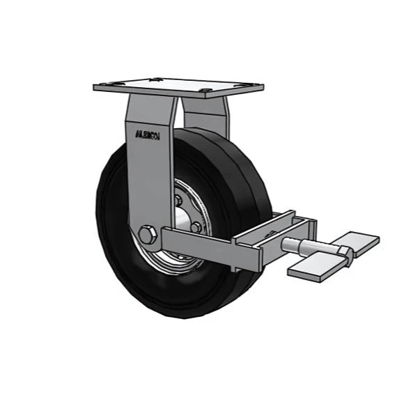 HD Raceway 9"x2.8" Black Pneumatic Wheel Rigid Caster with Top Wheel Lock, 6.25"x4.5" Plate, 295 lb Load Capacity Albion-Casters