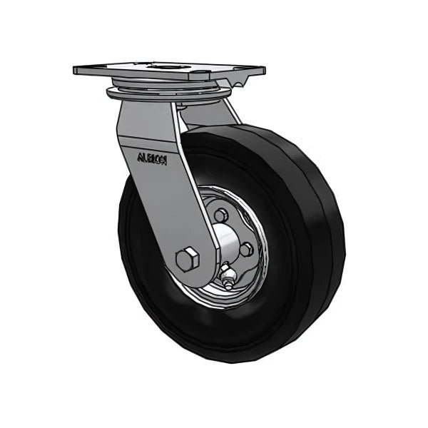 HD Raceway 9"x2.8" Black Pneumatic Wheel Swivel Caster - Heavy-Duty, 295 lb Load Capacity, 6-1/4" x 4-1/2" Top Plate Albion-Casters
