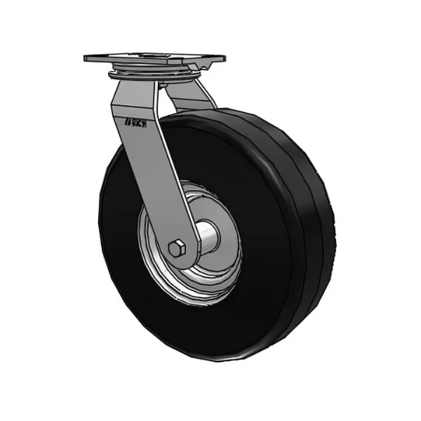 HD Raceway 13"x4.1" Black Pneumatic Wheel Caster with 6.25"x4.5" Plate - Heavy Duty, Swivel Radius 10.5" Albion-Casters