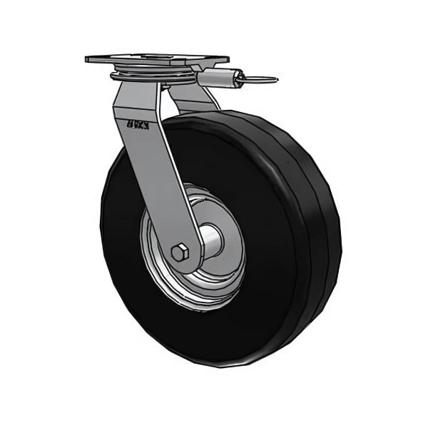 HD Raceway 13" Black Pneumatic Caster with Swivel Lock & 6.25" Plate - 445 lb Capacity Albion-Casters