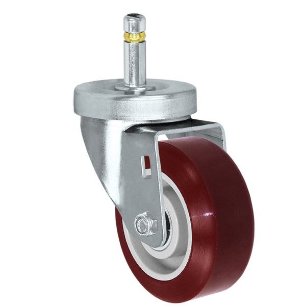 3" x 1-1/4" Maroon Premium Polyurethane Swivel Caster – 275 lb | 7/16" x 1-3/8" Grip Ring Stem | CasterHQ