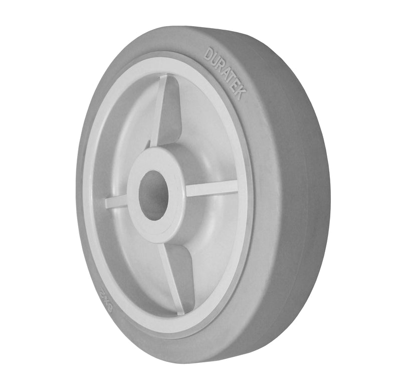 Durastar 8" x 2" Duratek High Tech Rubber Wheel, 675 lbs Capacity and 1-3/16" Plain Bore Durastar