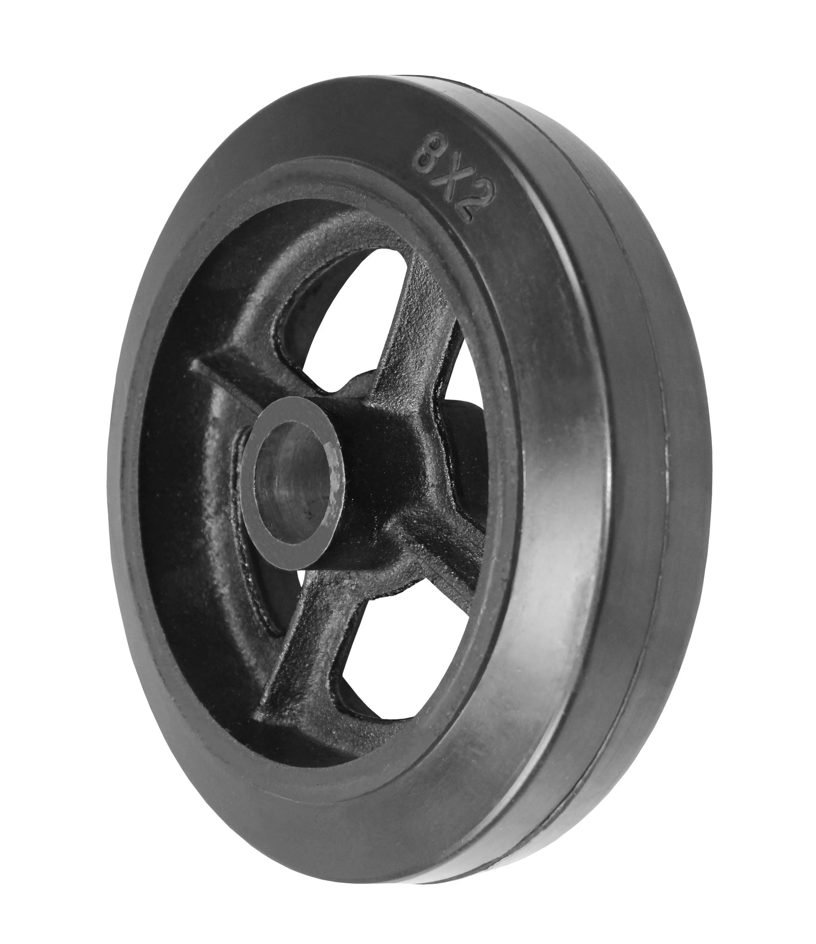 Durastar 8" x 2" Rubber on Steel Wheel, 600 lbs Capacity and 1-3/16" Plain Bore -  | CasterHQ