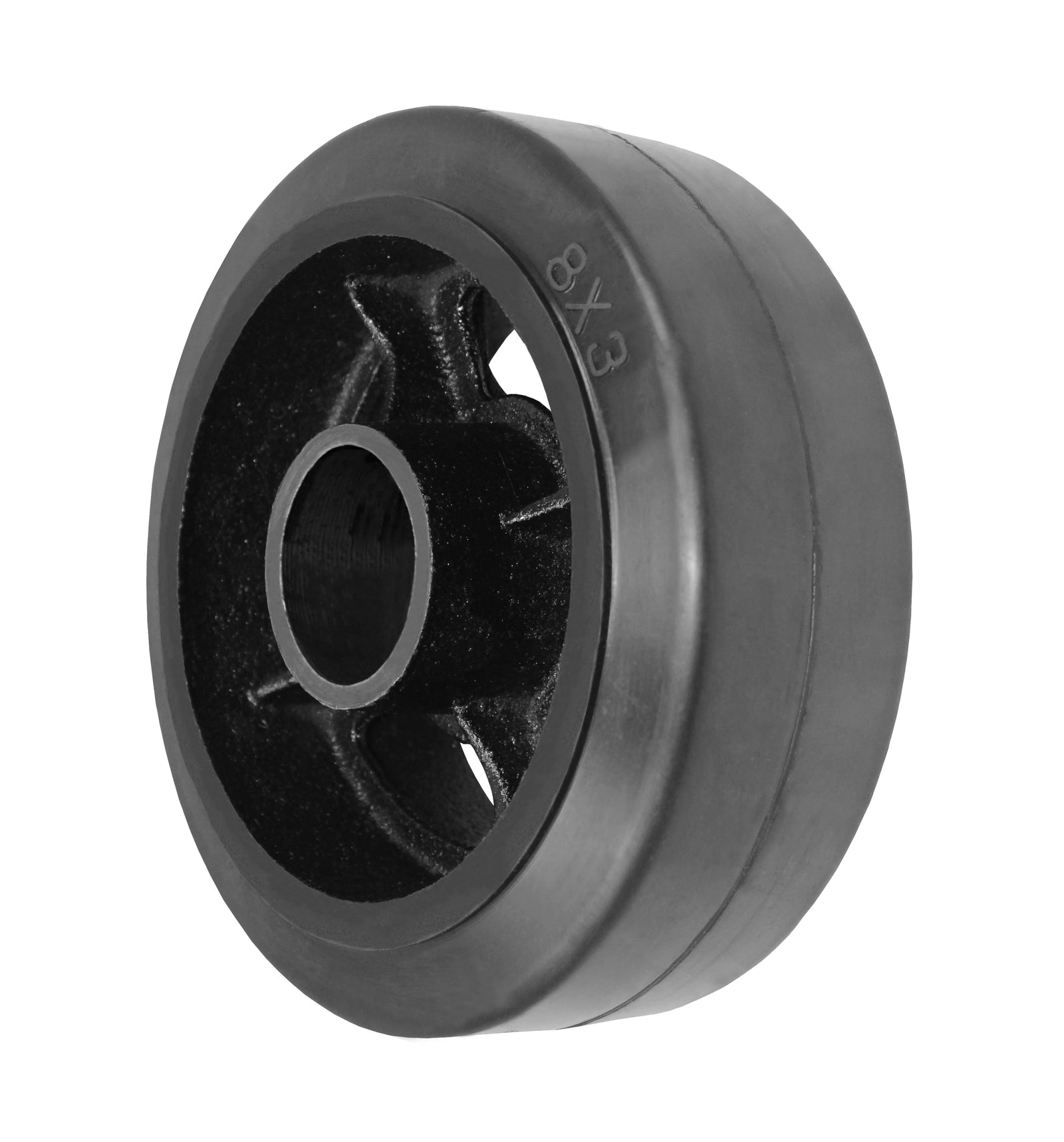 Durastar 8" x 3" Rubber on Steel Wheel, 900 lbs Capacity and 1-15/16" Plain Bore Durastar