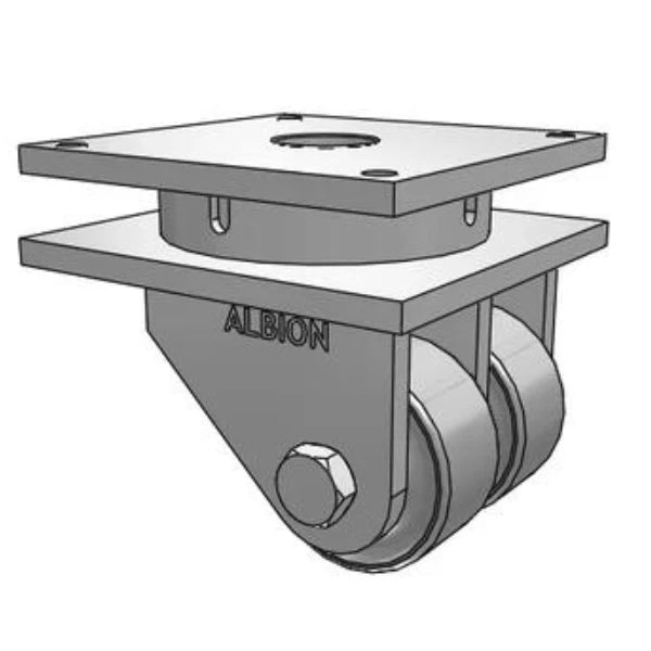 Dual-Wheel Kingpinless Caster | 6" Forged Steel Wheels | 12"x12" Plate | Heavy-Duty Industrial Swivel 30,000 lb Capacity Albion-Casters