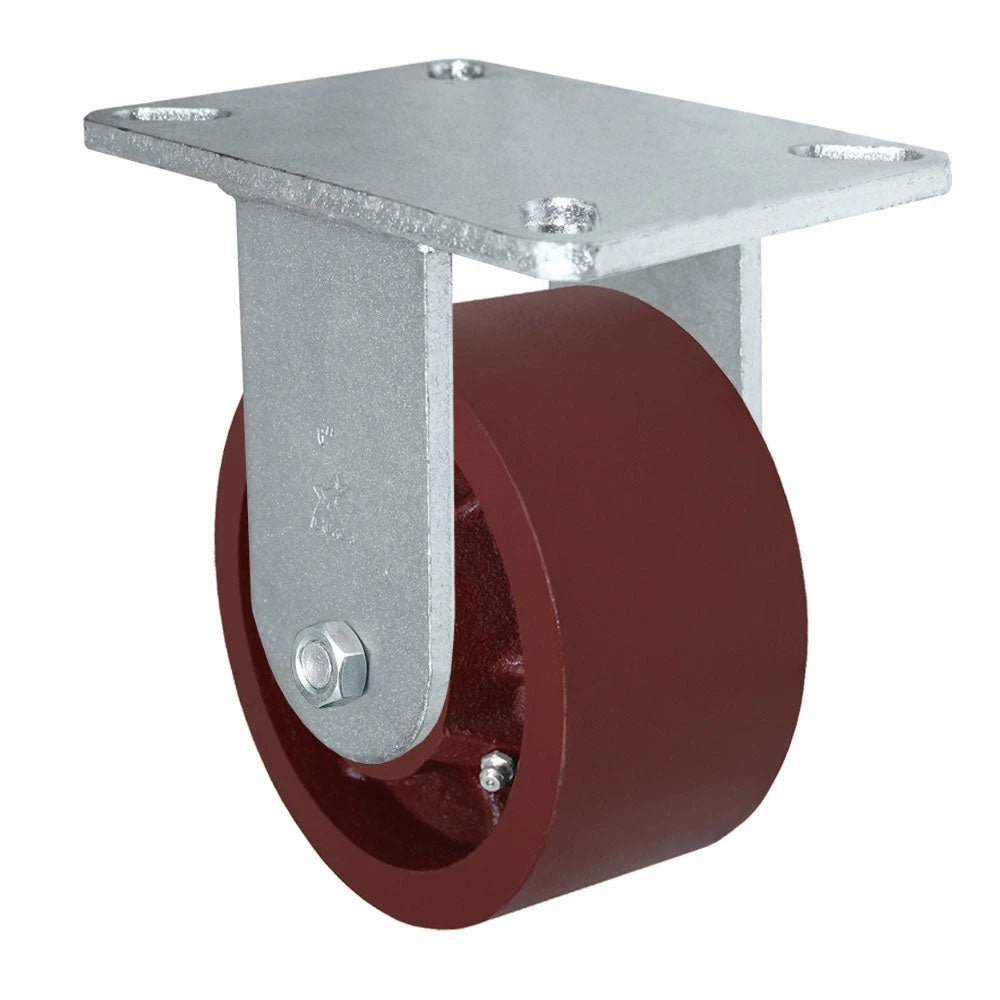 Durastar Xtreme Heavy Duty 90 Series - 6" x 3" Ductile Steel Rigid Caster - 3500 lb Capacity, 5-1/4" x 7-1/4" Top Plate Durastar