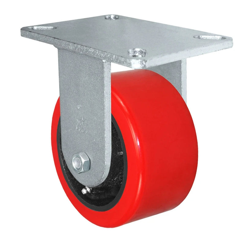 Durastar Xtreme Heavy Duty 90 Series - 6" x 3" Heavy Duty Polyurethane on Steel Rigid Caster - 3000 lb Capacity, 5-1/4" x 7-1/4" Top Plate Durastar