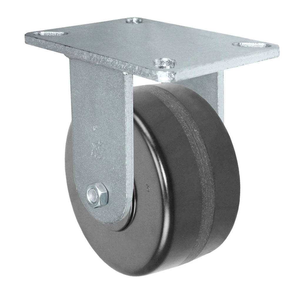 Durastar Xtreme Heavy Duty 90 Series - 6" x 3" Phenolic Rigid Caster - 2000 lb Capacity, 5-1/4" x 7-1/4" Top Plate Durastar