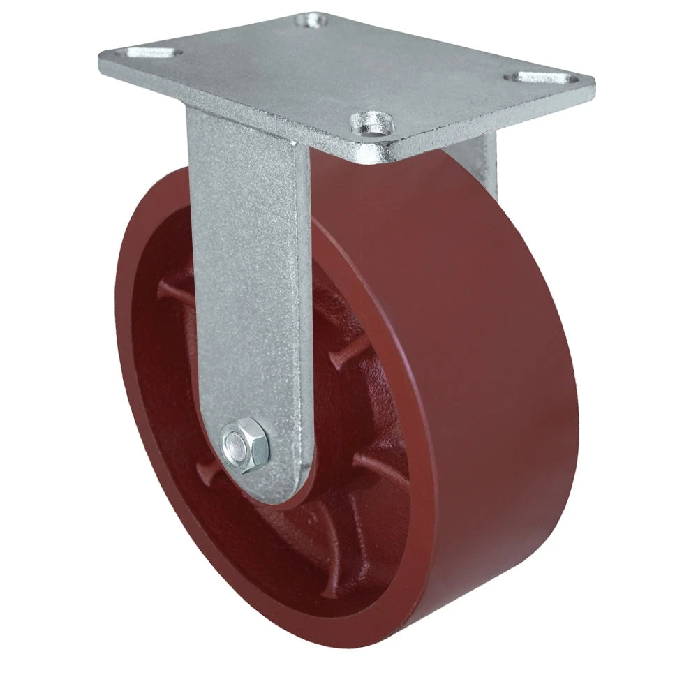 Durastar Xtreme Heavy Duty 90 Series - 8" x 3" Ductile Steel Rigid Caster - 3500 lb Capacity, 5-1/4" x 7-1/4" Top Plate Durastar