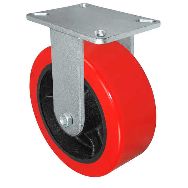 Durastar Xtreme Heavy Duty 90 Series - 8" x 3" Heavy Duty Polyurethane on Steel Rigid Caster - 3500 lb Capacity, 5-1/4" x 7-1/4" Top Plate Durastar