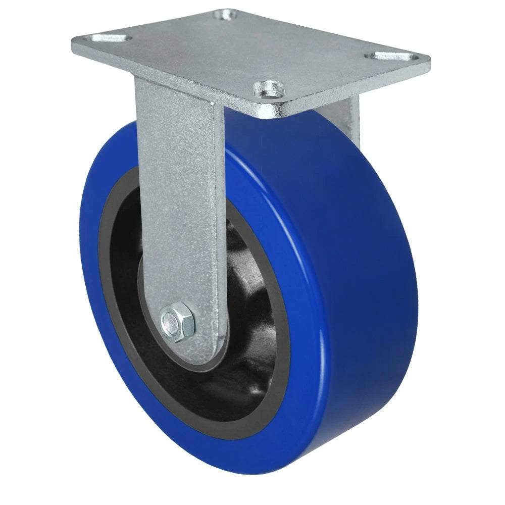 Durastar Xtreme Heavy Duty 90 Series - 8" x 3" Polyurethane on Glass-filled Nylon - MX (23mm Thick Tread) Rigid Caster - 2500 lb Capacity, 5-1/4" x 7-1/4" Top Plate Durastar