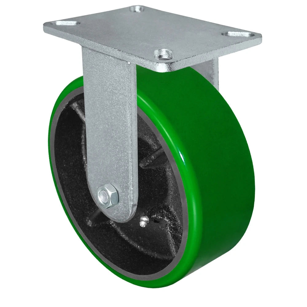 Durastar Xtreme Heavy Duty 90 Series - 8" x 3" Polyurethane on Steel Rigid Caster - 2500 lb Capacity, 5-1/4" x 7-1/4" Top Plate Durastar