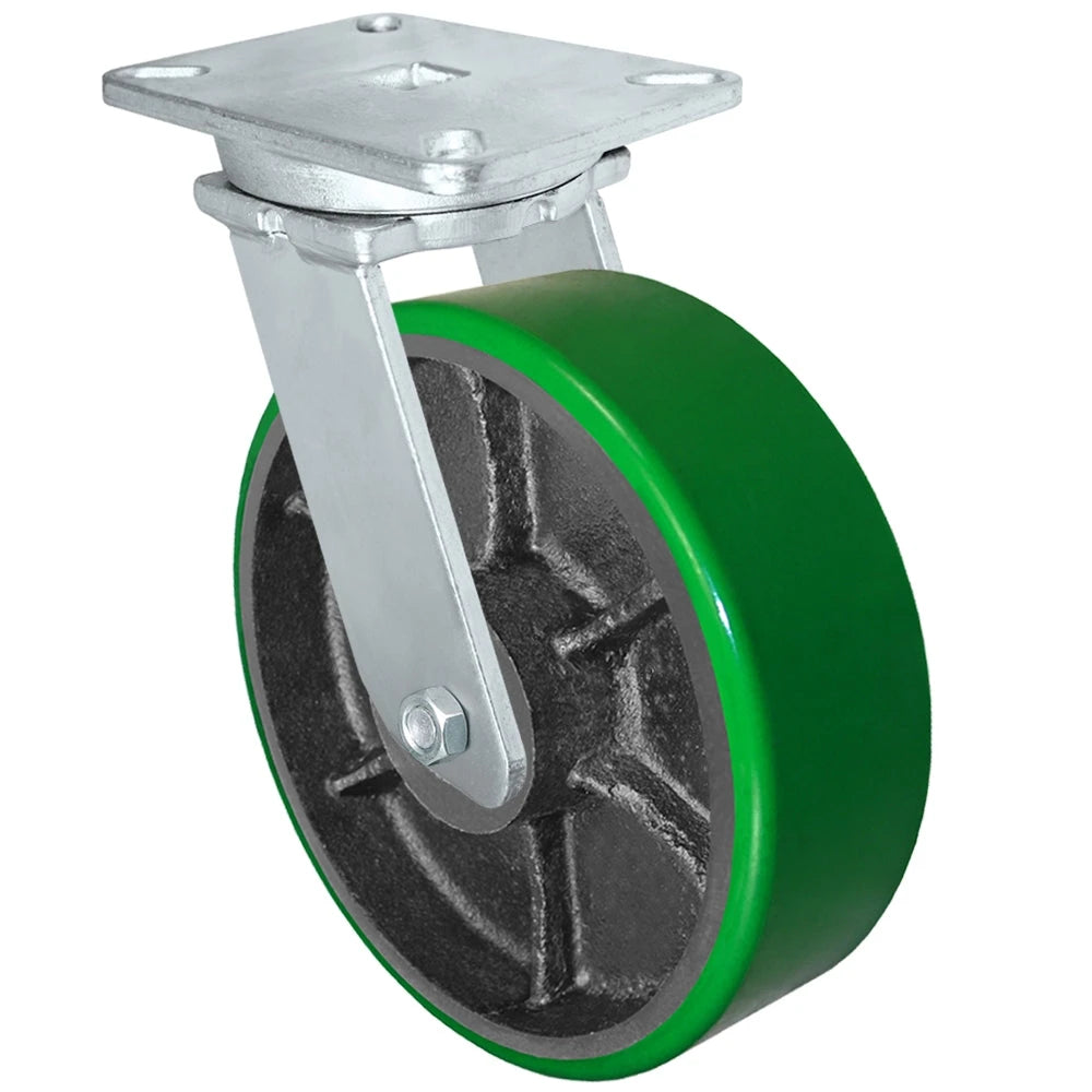 Durastar Xtreme Heavy Duty 90 Series - 10" x 3" Polyurethane on Steel Swivel Caster - 3000 lb Capacity, 5-1/4" x 7-1/4" Top Plate Durastar