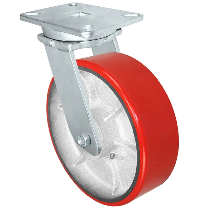 Durastar Xtreme Heavy Duty 90 Series - 12" x 3" Polyurethane on Steel Swivel Caster - 3500 lb Capacity, 5-1/4" x 7-1/4" Top Plate Durastar