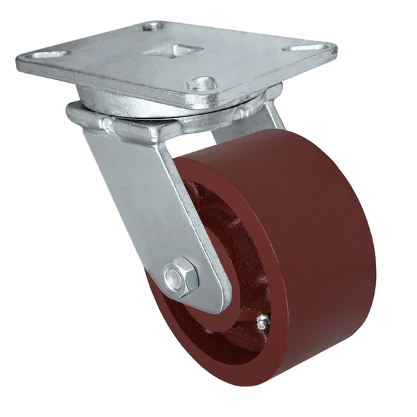 Durastar Xtreme Heavy Duty 90 Series - 6" x 3" Ductile Steel Swivel Caster - 3500 lb Capacity, 5-1/4" x 7-1/4" Top Plate Durastar