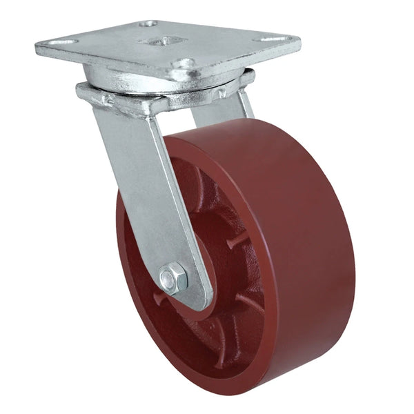 Durastar Xtreme Heavy Duty 90 Series - 8" x 3" Ductile Steel Swivel Caster - 3500 lb Capacity, 5-1/4" x 7-1/4" Top Plate Durastar
