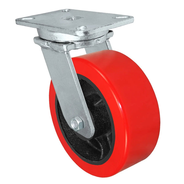 Durastar Xtreme Heavy Duty 90 Series - 8" x 3" Heavy Duty Polyurethane on Steel Swivel Caster - 3500 lb Capacity, 5-1/4" x 7-1/4" Top Plate Durastar