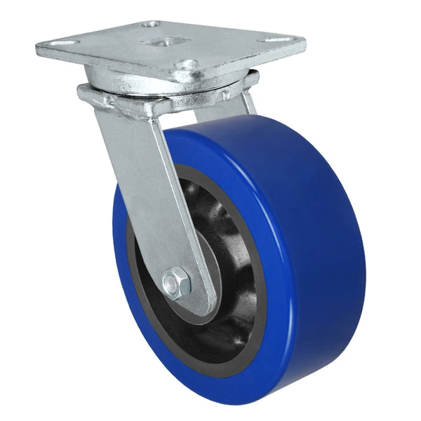 Durastar Xtreme Heavy Duty 90 Series - 8" x 3" Polyurethane on Glass-filled Nylon - MX (23mm Thick Tread) Swivel Caster - 2500 lb Capacity, 5-1/4" x 7-1/4" Top Plate Durastar