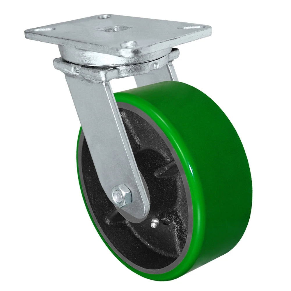 Durastar Xtreme Heavy Duty 90 Series - 8" x 3" Polyurethane on Steel Swivel Caster - 2500 lb Capacity, 5-1/4" x 7-1/4" Top Plate Durastar