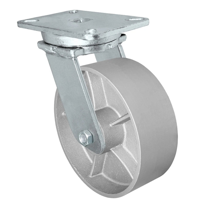 Durastar Xtreme Heavy Duty 90 Series - 8" x 3" Semi-Steel Swivel Caster - 2500 lb Capacity, 5-1/4" x 7-1/4" Top Plate Durastar