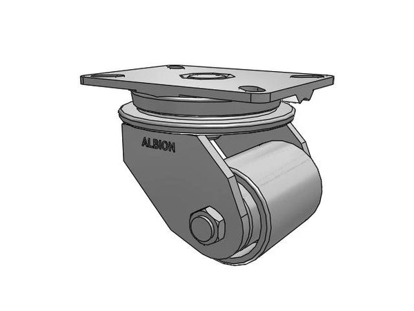 Albion Casters HD Raceway Cast Iron Wheel Caster - 3.25"x4" Wheel, 7.25"x5.25" Plate, High Load Capacity Albion-Casters