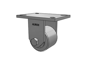 Albion 90CA04501R 4" x 3" Cast Iron Rigid Caster – 7.25" x 5.25" Plate
